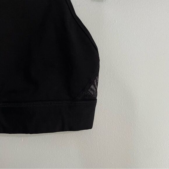PINK Victoria’s Secret Haut Court Crop Racerback Mesh Logo Sports Bra Black XS - Picture 2 of 13